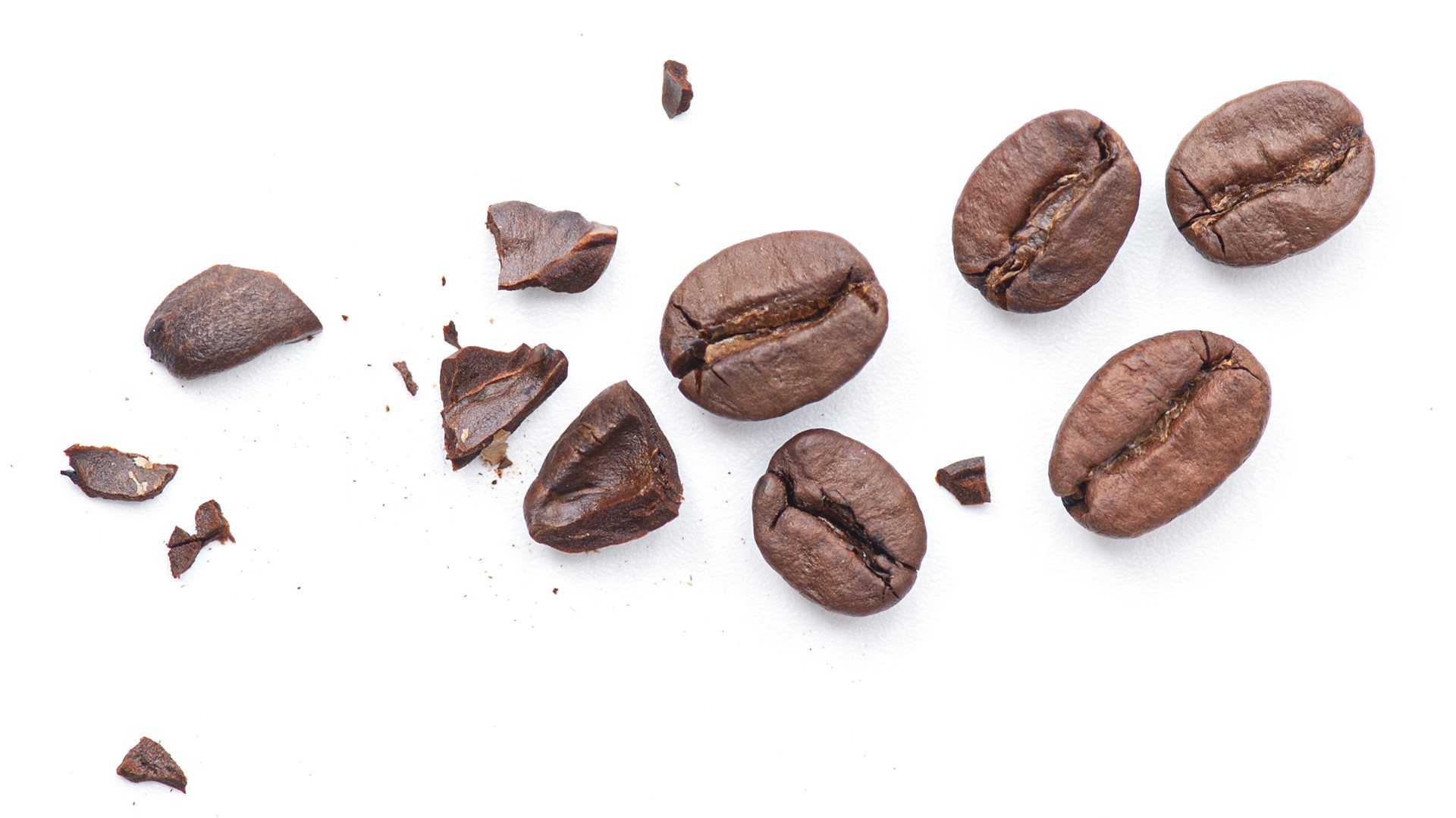 broken and cracked coffee beans